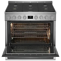 Cuisinière à gaz encastrable à 6 brûleurs avec convection véritable de 4,4 pi³ et de 36 po d'Electrolux (ECFG3668AS) - Acier inoxydable