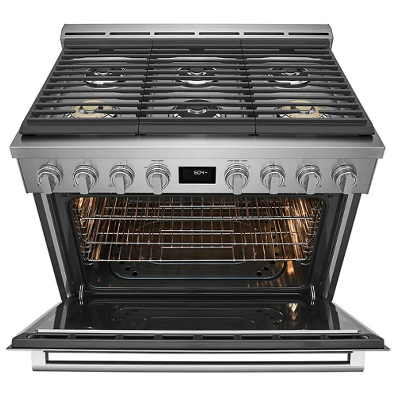 Cuisinière à gaz encastrable à 6 brûleurs avec convection véritable de 4,4 pi³ et de 36 po d'Electrolux (ECFG3668AS) - Acier inoxydable