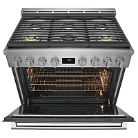 Cuisinière à gaz encastrable à 6 brûleurs avec convection véritable de 4,4 pi³ et de 36 po d'Electrolux (ECFG3668AS) - Acier inoxydable