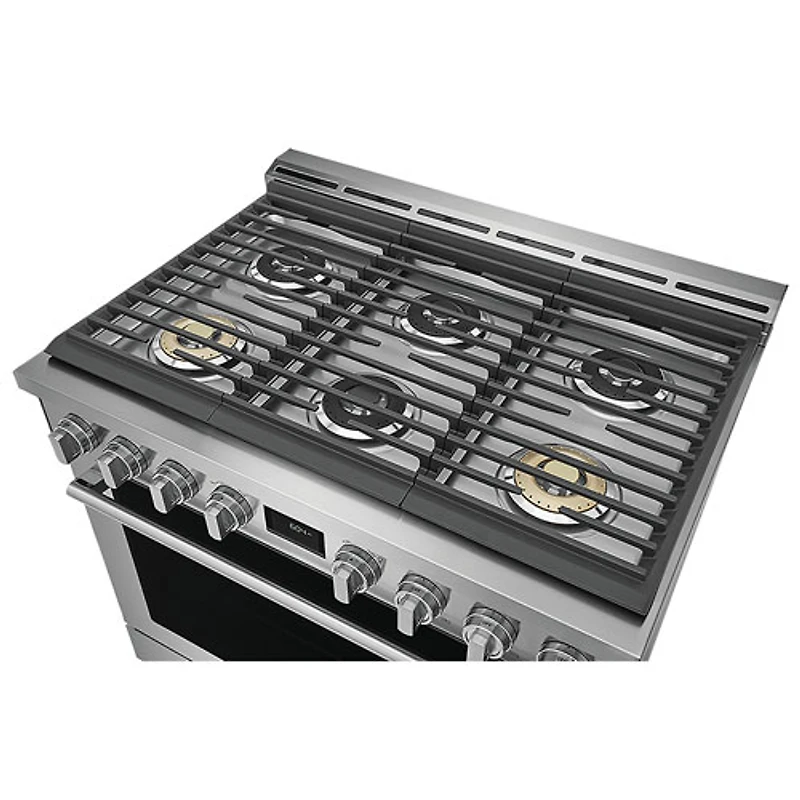 Cuisinière à gaz encastrable à 6 brûleurs avec convection véritable de 4,4 pi³ et de 36 po d'Electrolux (ECFG3668AS) - Acier inoxydable