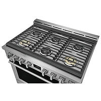 Cuisinière à gaz encastrable à 6 brûleurs avec convection véritable de 4,4 pi³ et de 36 po d'Electrolux (ECFG3668AS) - Acier inoxydable