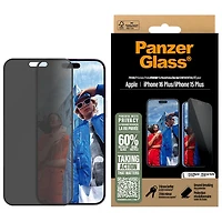 PanzerGlass Ultra-Wide Fit Privacy Glass Screen Protector for iPhone 16 Plus