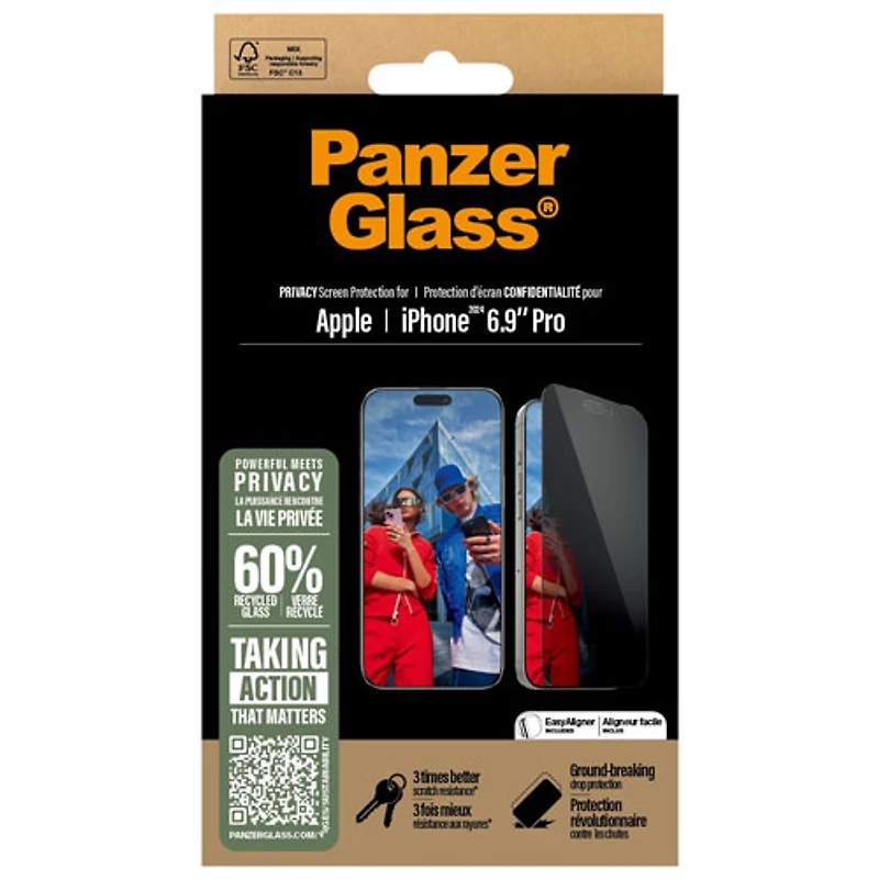 PanzerGlass Ultra-Wide Fit Privacy Glass Screen Protector for iPhone 16 Pro Max