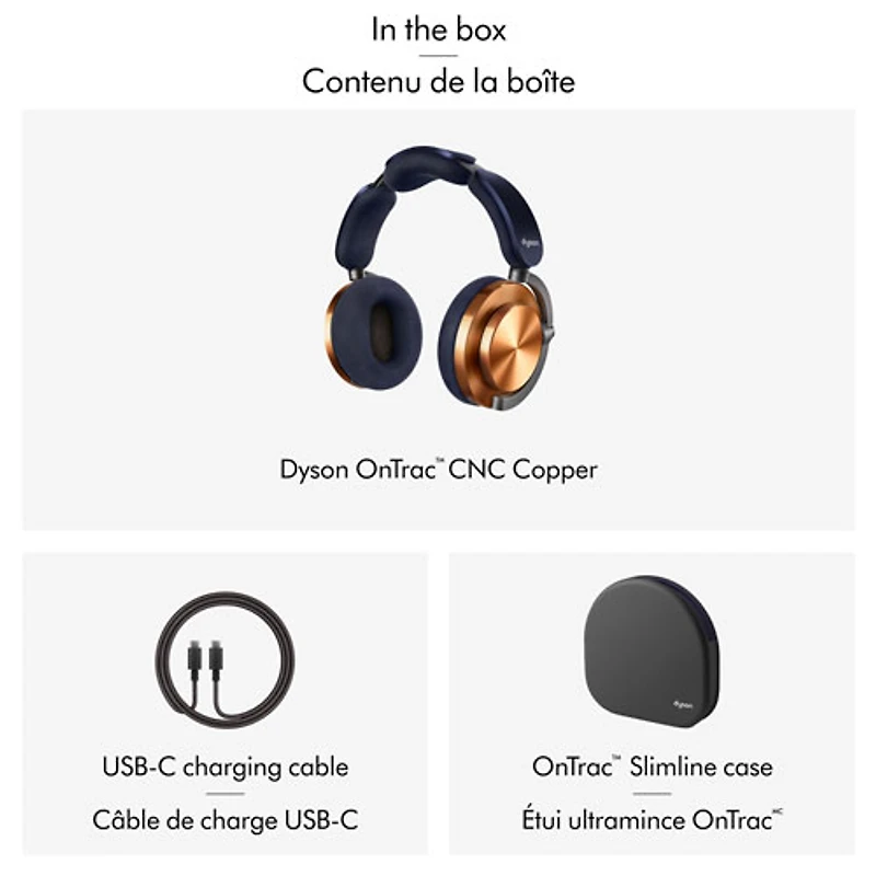 Casque d'écoute Bluetooth à suppression du bruit OnTrac de Dyson - Bleu de Prusse/Cuivré