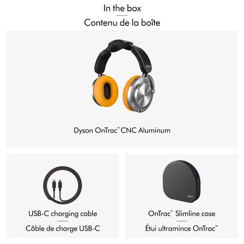 Casque d'écoute Bluetooth à suppression du bruit OnTrac de Dyson - Aluminium/Jaune Pop