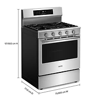 Cuisinière au gaz autonome de 30 po à 5 brûleurs et four autonettoyant de 5 pi³ de GE (MFGS8030RZ) - Inox