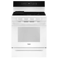 Cuisinière au gaz autonome de 30 po à 5 brûleurs avec four à convection véritable de 5,0 pi³ de Whirlpool (WFGS7530RW) - Blanc