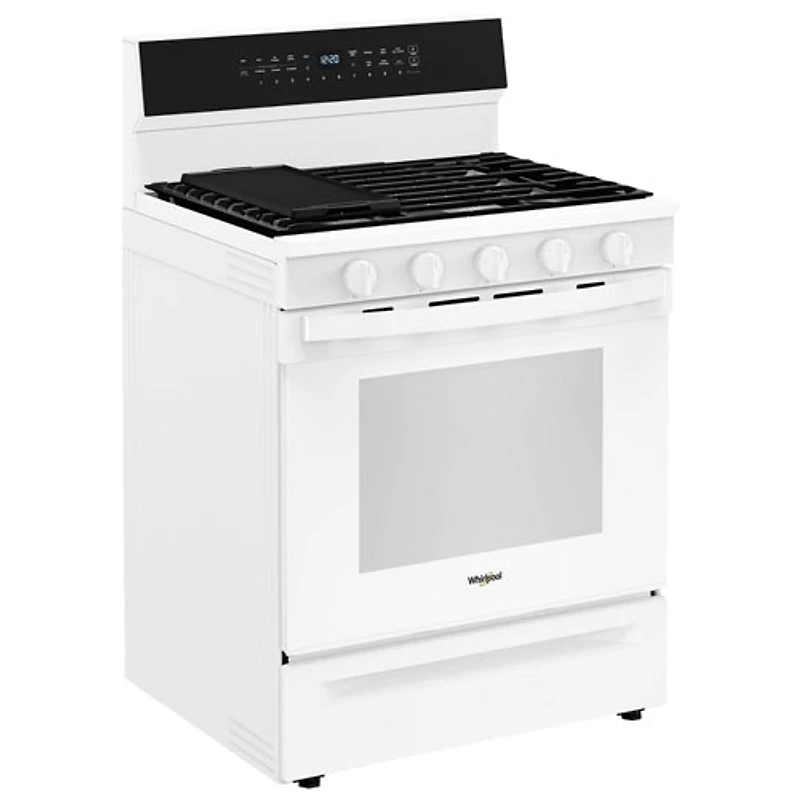 Cuisinière au gaz autonome de 30 po à 5 brûleurs avec four à convection véritable de 5,0 pi³ de Whirlpool (WFGS7530RW) - Blanc