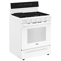 Cuisinière au gaz autonome de 30 po à 5 brûleurs avec four à convection véritable de 5,0 pi³ de Whirlpool (WFGS7530RW) - Blanc