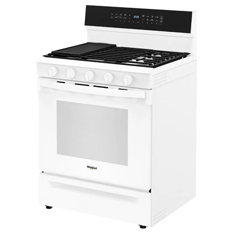 Cuisinière au gaz autonome de 30 po à 5 brûleurs avec four à convection véritable de 5,0 pi³ de Whirlpool (WFGS7530RW) - Blanc
