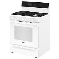 Cuisinière au gaz autonome de 30 po à 5 brûleurs avec four à convection véritable de 5,0 pi³ de Whirlpool (WFGS7530RW) - Blanc