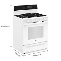 Cuisinière au gaz autonome de 30 po à 5 brûleurs avec four à convection véritable de 5,0 pi³ de Whirlpool (WFGS7530RW) - Blanc