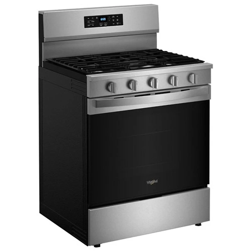 Cuisinière au gaz autonome 30 po avec 5 brûleurs, ventilateur à convection, friture à air chaud et four de 5 pi³ de Whirlpool (WFGS5030RZ) - Inox