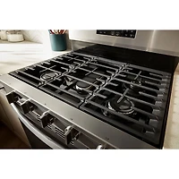 Cuisinière au gaz autonome 30 po avec 5 brûleurs, ventilateur à convection, friture à air chaud et four de 5 pi³ de Whirlpool (WFGS5030RZ) - Inox