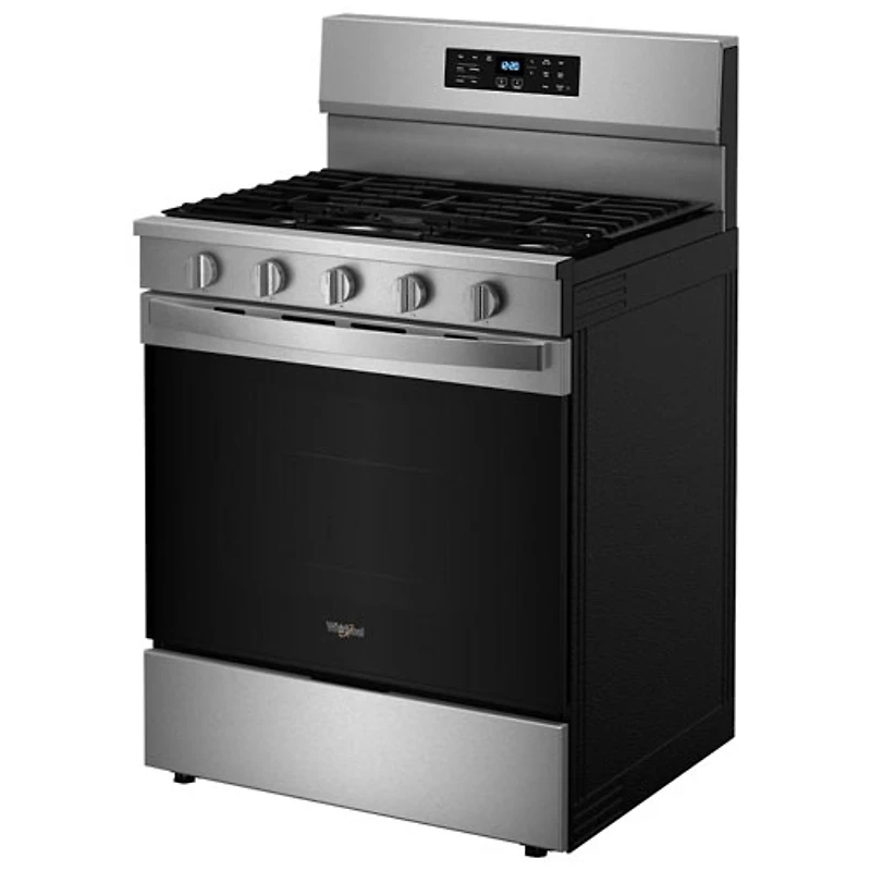 Cuisinière au gaz autonome 30 po avec 5 brûleurs, ventilateur à convection, friture à air chaud et four de 5 pi³ de Whirlpool (WFGS5030RZ) - Inox