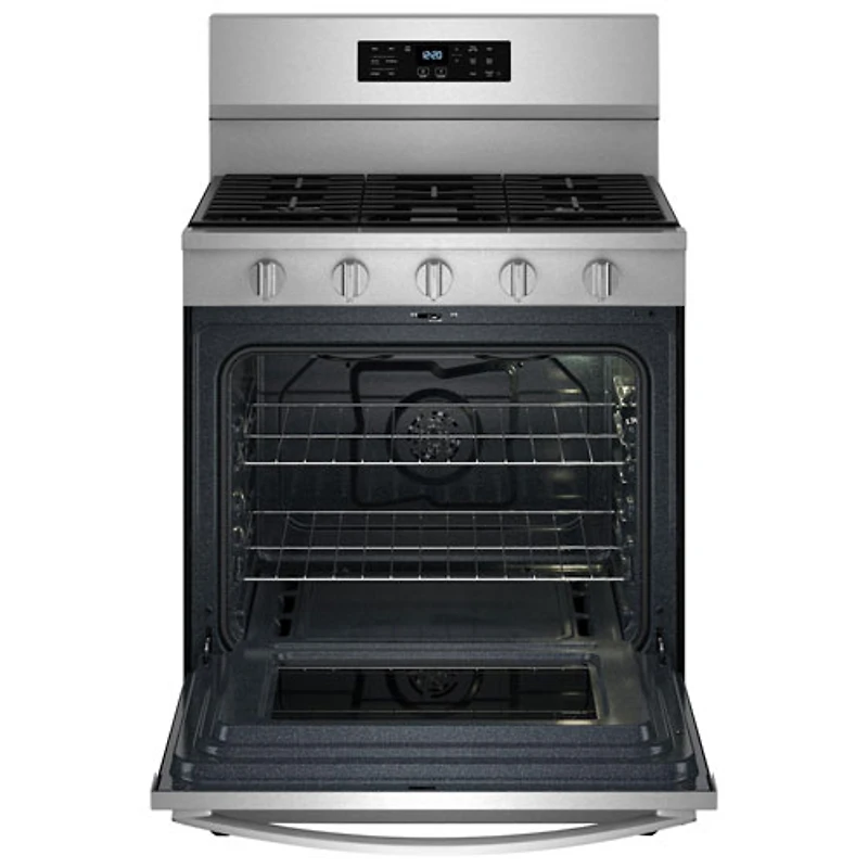 Cuisinière au gaz autonome 30 po avec 5 brûleurs, ventilateur à convection, friture à air chaud et four de 5 pi³ de Whirlpool (WFGS5030RZ) - Inox