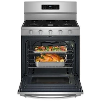 Cuisinière au gaz autonome 30 po avec 5 brûleurs, ventilateur à convection, friture à air chaud et four de 5 pi³ de Whirlpool (WFGS5030RZ) - Inox