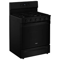 Cuisinière au gaz autonome 30 po avec 5 brûleurs, ventilateur à convection, friture à air chaud et four de 5 pi³ de Whirlpool (WFGS5030RB) - Noir