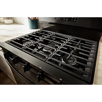 Cuisinière au gaz autonome 30 po avec 5 brûleurs, ventilateur à convection, friture à air chaud et four de 5 pi³ de Whirlpool (WFGS5030RB) - Noir