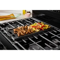 Cuisinière au gaz autonome 30 po avec 5 brûleurs, ventilateur à convection, friture à air chaud et four de 5 pi³ de Whirlpool (WFGS5030RB) - Noir