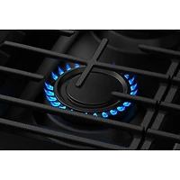 Cuisinière au gaz autonome 30 po avec 5 brûleurs, ventilateur à convection, friture à air chaud et four de 5 pi³ de Whirlpool (WFGS5030RB) - Noir