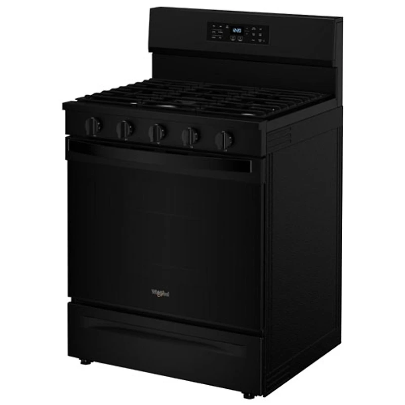 Cuisinière au gaz autonome 30 po avec 5 brûleurs, ventilateur à convection, friture à air chaud et four de 5 pi³ de Whirlpool (WFGS5030RB) - Noir