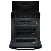Cuisinière au gaz autonome 30 po avec 5 brûleurs, ventilateur à convection, friture à air chaud et four de 5 pi³ de Whirlpool (WFGS5030RB) - Noir