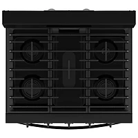 Cuisinière au gaz autonome 30 po avec 5 brûleurs, ventilateur à convection, friture à air chaud et four de 5 pi³ de Whirlpool (WFGS5030RB) - Noir