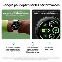 Montre Pixel Watch 3 (LTE + GPS) 45 mm de Google avec boîtier en aluminium vert lichen mat et bracelet sport vert lichen