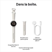 Montre Pixel Watch 3 (LTE + GPS) 45 mm de Google avec boîtier en aluminium vert lichen mat et bracelet sport vert lichen