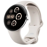 Montre Pixel Watch 3 (LTE + GPS) 41 mm de Google avec boîtier en aluminium argenté poli et bracelet de sport porcelaine