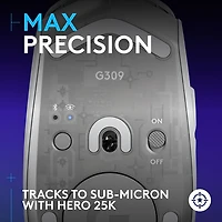 Souris de jeu optique sans fil de 25 600 ppp G309 LIGHTSPEED de Logitech - Blanc