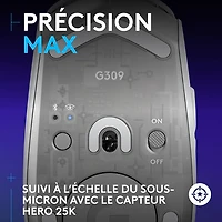 Souris de jeu optique sans fil de 25 600 ppp G309 LIGHTSPEED de Logitech - Blanc