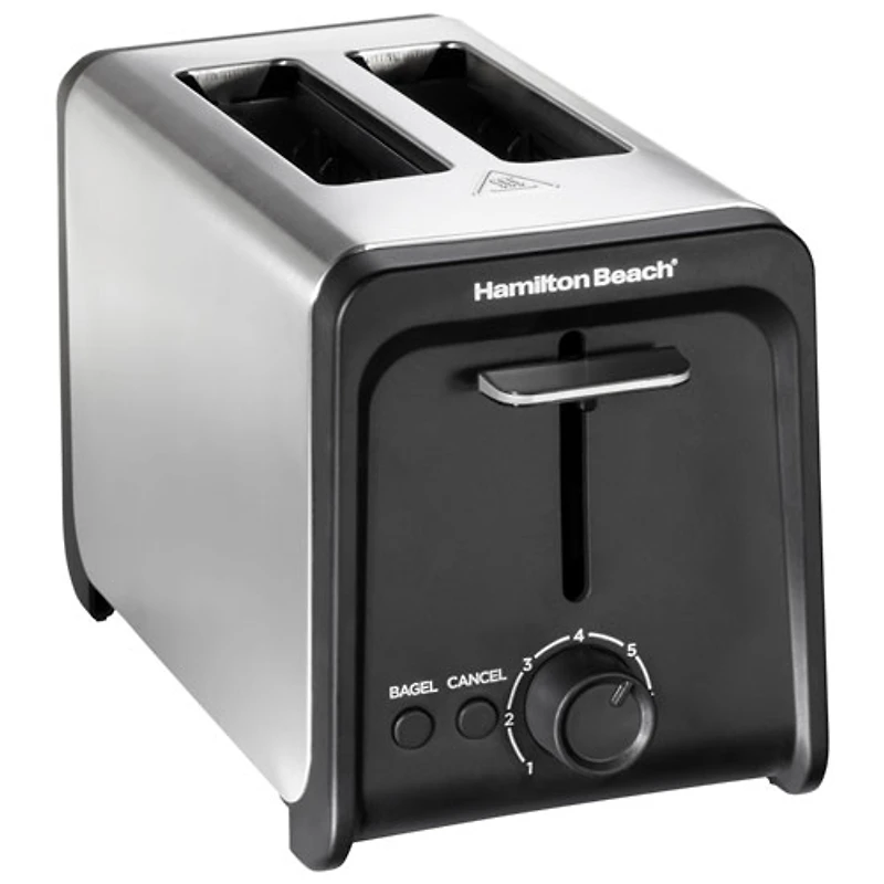 Grille-pain contemporain de Hamilton Beach - 2 tranches - Noir et acier inoxydable