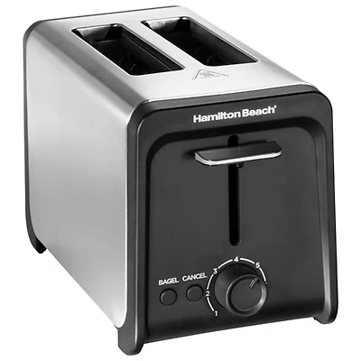 Grille-pain contemporain de Hamilton Beach - 2 tranches - Noir et acier inoxydable