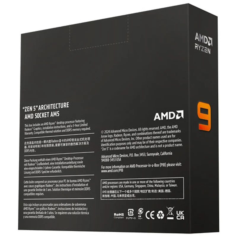 Processeur AM5 12 coeurs de 5,6 GHz Ryzen 9 9900X d'AMD