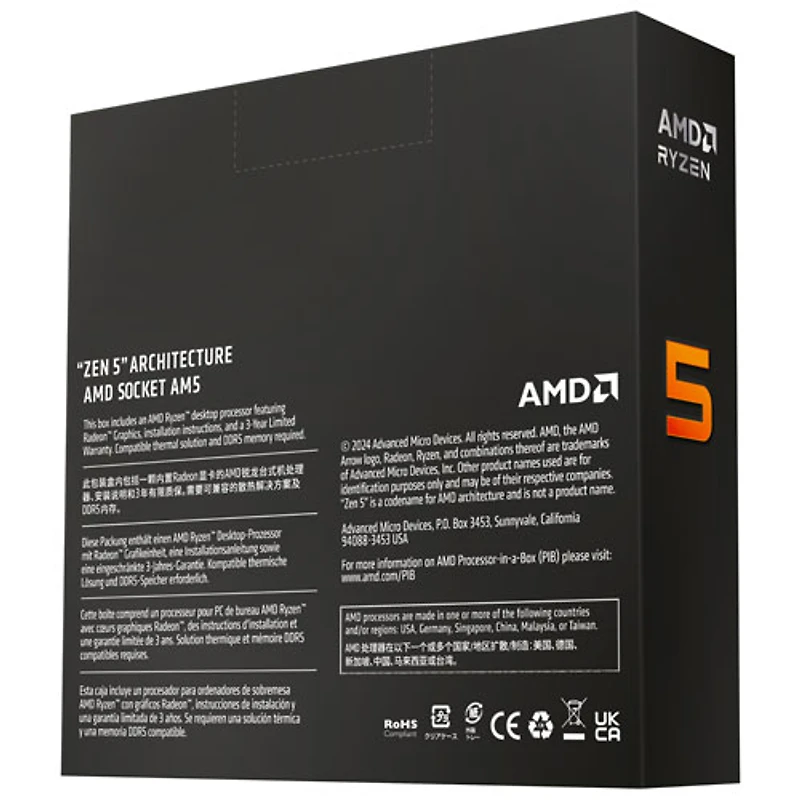 Processeur hexacoeur AM5 de 5,4 GHz Ryzen 5 9600X d'AMD