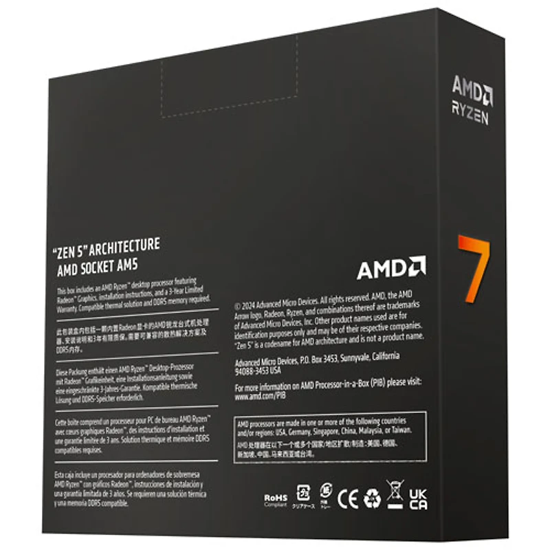Processeur octocoeur AM5 5,5 GHz Ryzen 7 9700X d'AMD