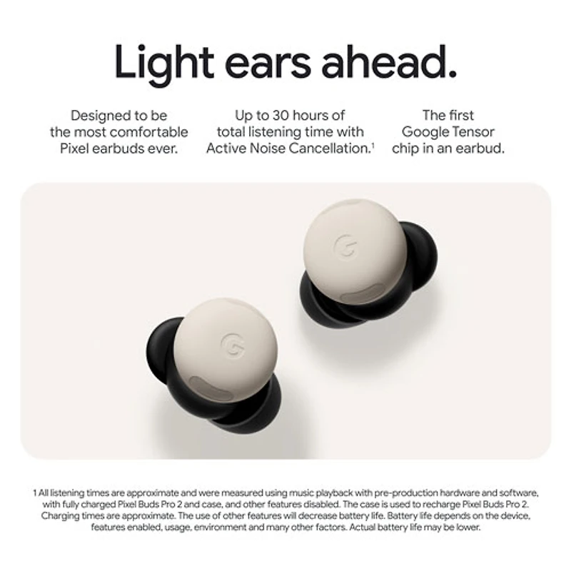 Écouteurs boutons 100 % sans fil à suppression du bruit Pixel Buds Pro 2 de Google - Porcelaine