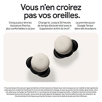 Écouteurs boutons 100 % sans fil à suppression du bruit Pixel Buds Pro 2 de Google - Porcelaine