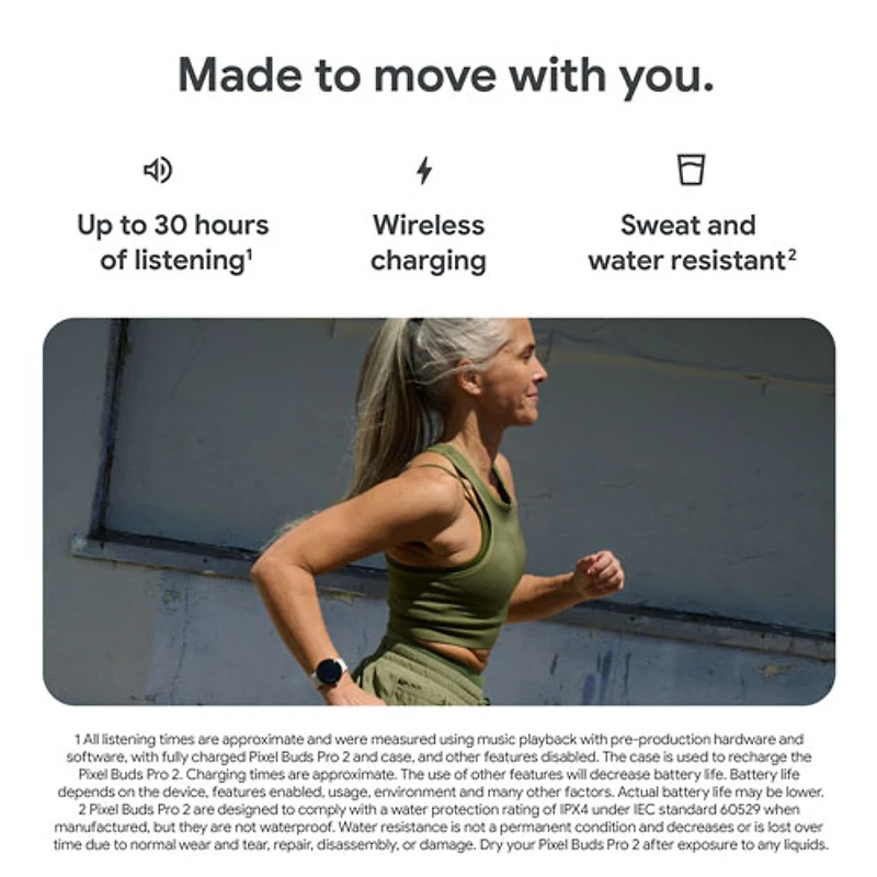 Écouteurs boutons 100 % sans fil à suppression du bruit Pixel Buds Pro 2 de Google - Porcelaine