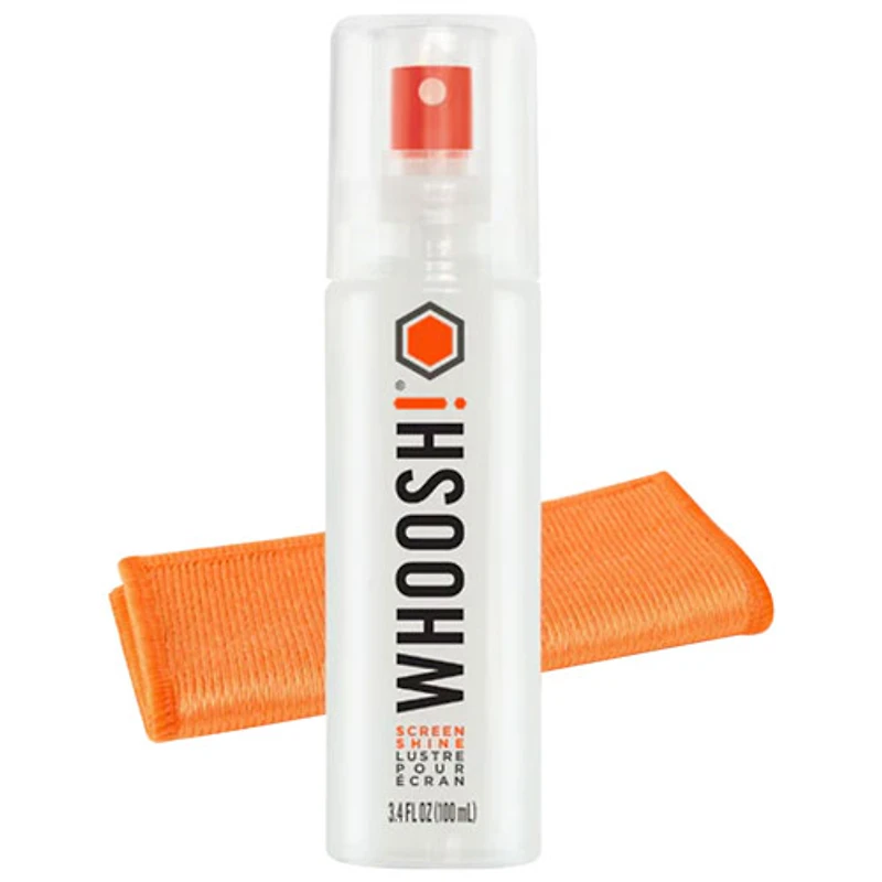 Vaporisateur de nettoyant 3,4 oz/100 ml Screen Shine Go XL de Whoosh! avec chiffon en microfibre