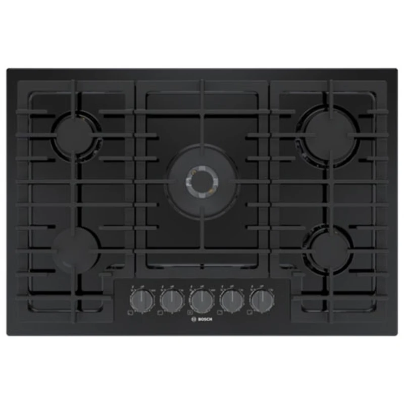 Surface de cuisson au gaz à 5 brûleurs de 30 po de Bosch (NGM8049UC) - Noir