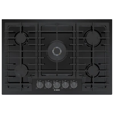 Surface de cuisson au gaz à 5 brûleurs de 30 po de Bosch (NGM8049UC) - Noir