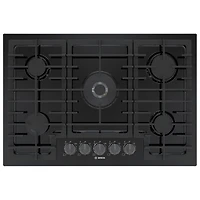 Surface de cuisson au gaz à 5 brûleurs de 30 po de Bosch (NGM8049UC) - Noir