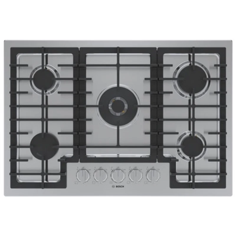 Surface de cuisson au gaz à 5 brûleurs de 30 po de Bosch (NGM8059UC) - Acier inoxydable