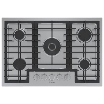 Surface de cuisson au gaz à 5 brûleurs de 30 po de Bosch (NGM8059UC) - Acier inoxydable