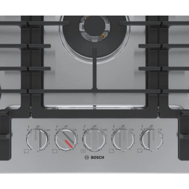 Surface de cuisson au gaz à 5 brûleurs de 30 po de Bosch (NGM8059UC) - Acier inoxydable