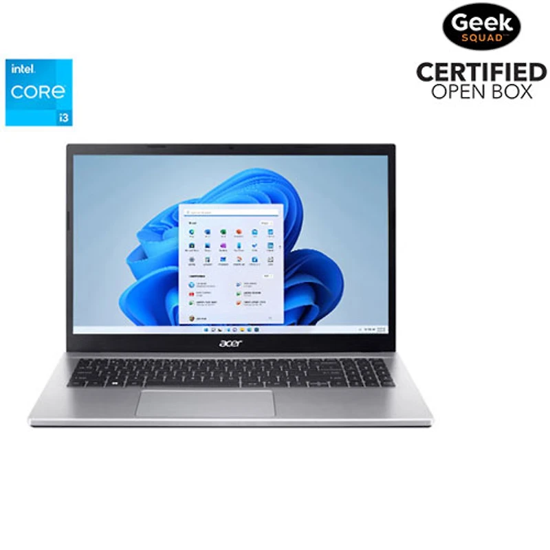 Boîte ouverte - Portable de 15,6 po Aspire 3 Acer - Argenté (Core i3-1215U d'Intel/SSD 512 Go/RAM 8 Go/Windows 11)