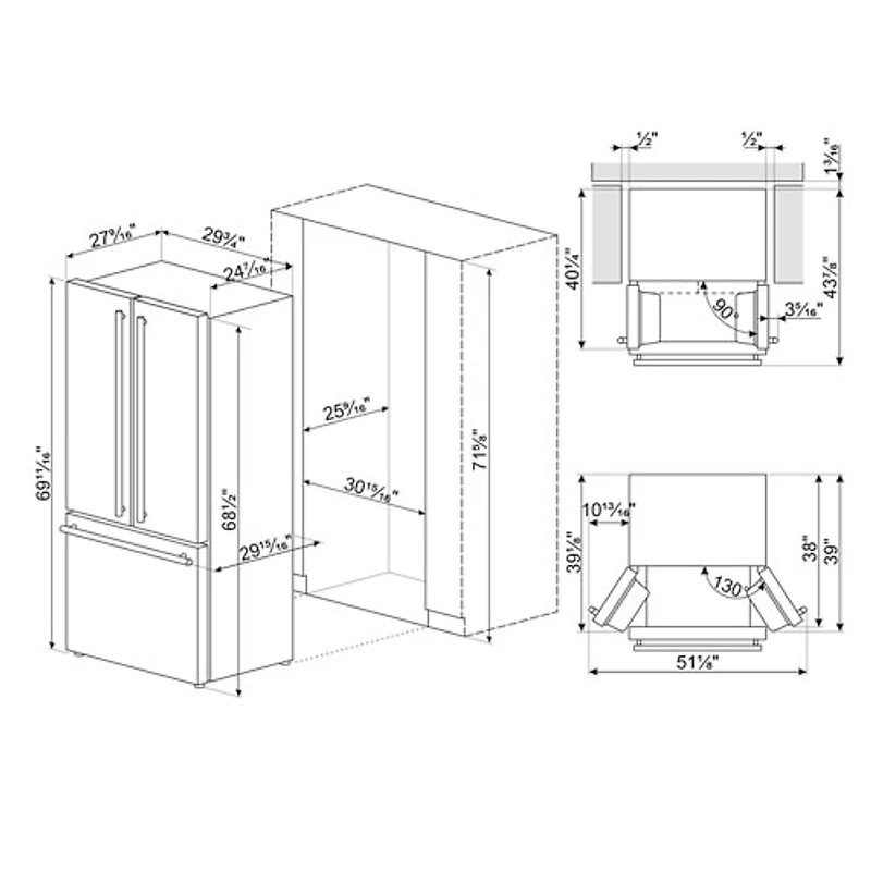 Réfrigérateur à deux portes 16,1 pi³ 30 po avec machine à glaçons de Smeg (FD30UXI) - Inox